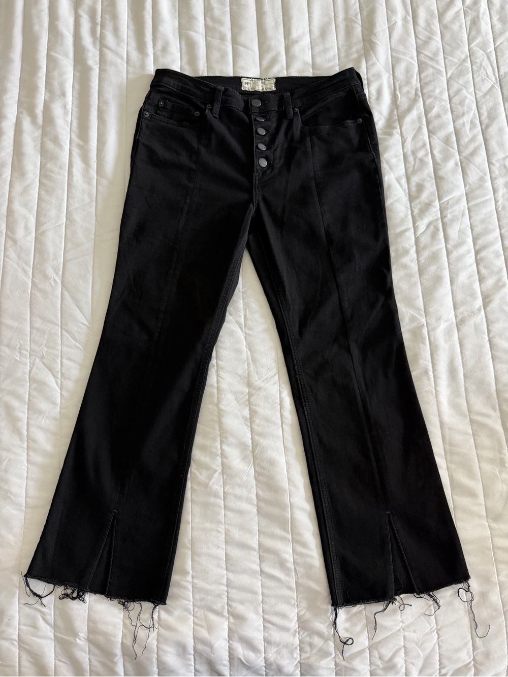 Free People Black High-Rise Button-Front Jeans
